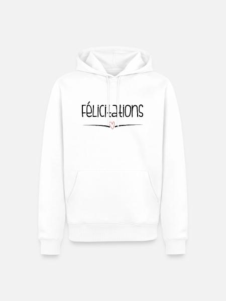 BRAVO. FELICITATIONS. NAISSANCE. ANNIVERSAIRE. BAC - Sweat à capuche Premium bio Homme - blanc