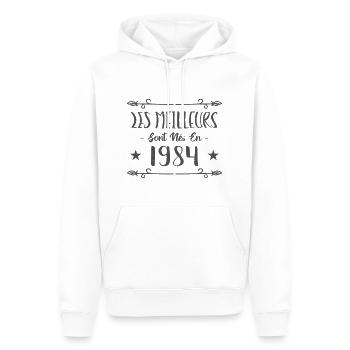 Les meilleurs sont nés en 1984 - Sweat à capuche Premium bio Homme - blanc - Devant - Nico (187cm)