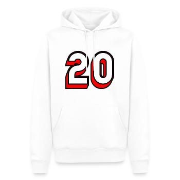 20 ANS,20e ANNIVERSAIRE,ANNIVERSAIRE 20 ANS,20 - Sweat à capuche Premium bio Homme - blanc - Devant - Nico (187cm)