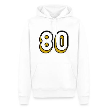 80. 80 YEARS. 80TH ANNIVERSARY. 80 YEARS ANNIVERSARY - Men’s Premium Organic Hoodie - white - Front - Nico (187cm)