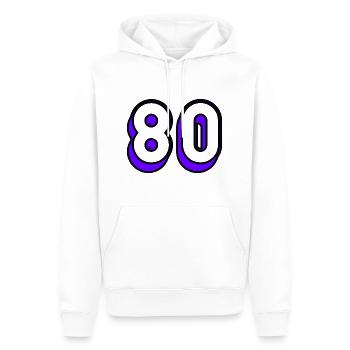 80. 80 JAHRE. 80-JÄHRIGES JUBILÄUM. 80-JÄHRIGES JUBILÄUM - Männer Premium Bio Hoodie - Weiß - Vorne - Nico (187cm)