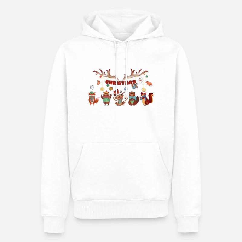 5 petits animaux mignons - Sweat à capuche Premium bio Homme - blanc