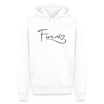 Finn Nom Prénom Coeur Décor - Sweat à capuche Premium bio Homme - blanc - Devant - Nico (187cm)
