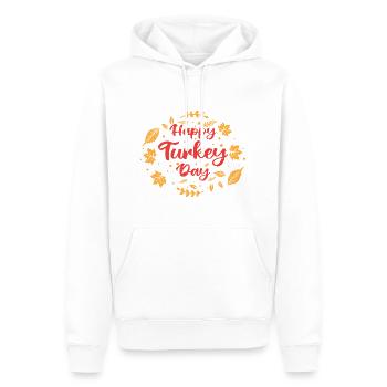 Happy Turkey Day | Thanksgiving - Sweat à capuche Premium bio Homme - blanc - Devant - Nico (187cm)