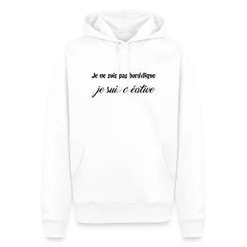 Je ne suis pas bordelique, je suis creative - Sweat à capuche Premium bio Homme - blanc - Devant - Nico (187cm)