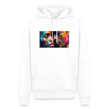 Zwei Gesichter in einem Regenbogen - Männer Premium Bio Hoodie - Weiß - Vorne - Nico (187cm)