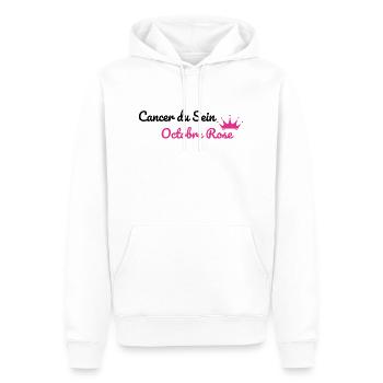 Cancer du Sein octobre rose - Sweat à capuche Premium bio Homme - blanc - Devant - Nico (187cm)