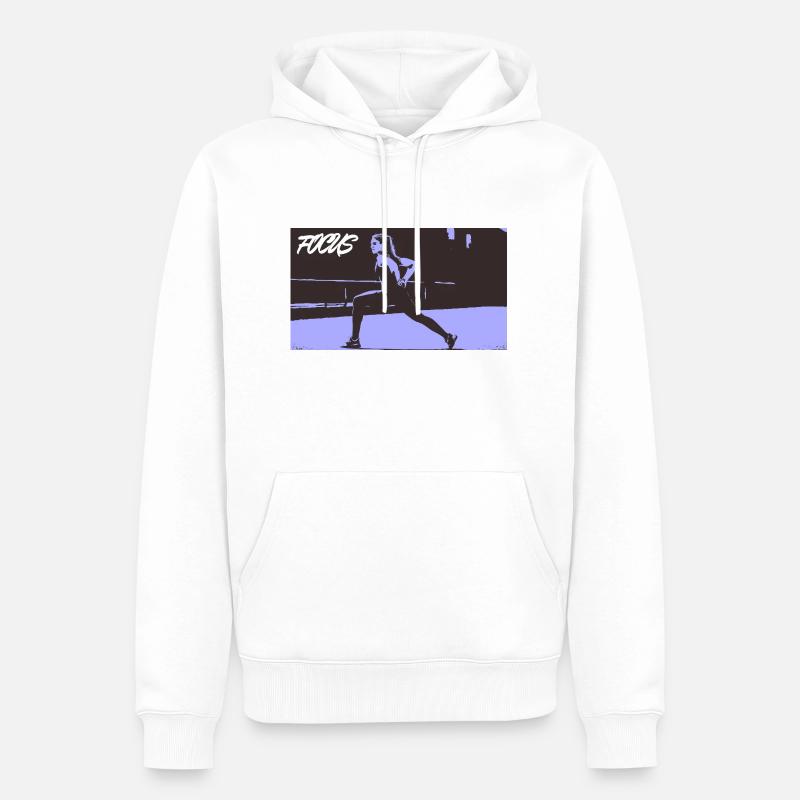 FOCUS_paleblue - Männer Premium Bio Hoodie - Weiß
