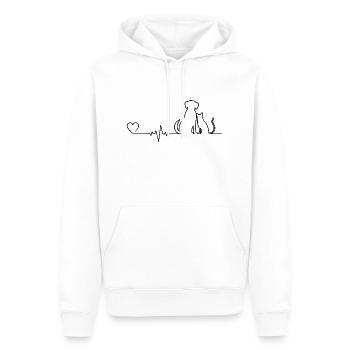 Heartbeat Dog and Cat Heart Dog Cat - Men’s Premium Organic Hoodie - white - Front - Nico (187cm)