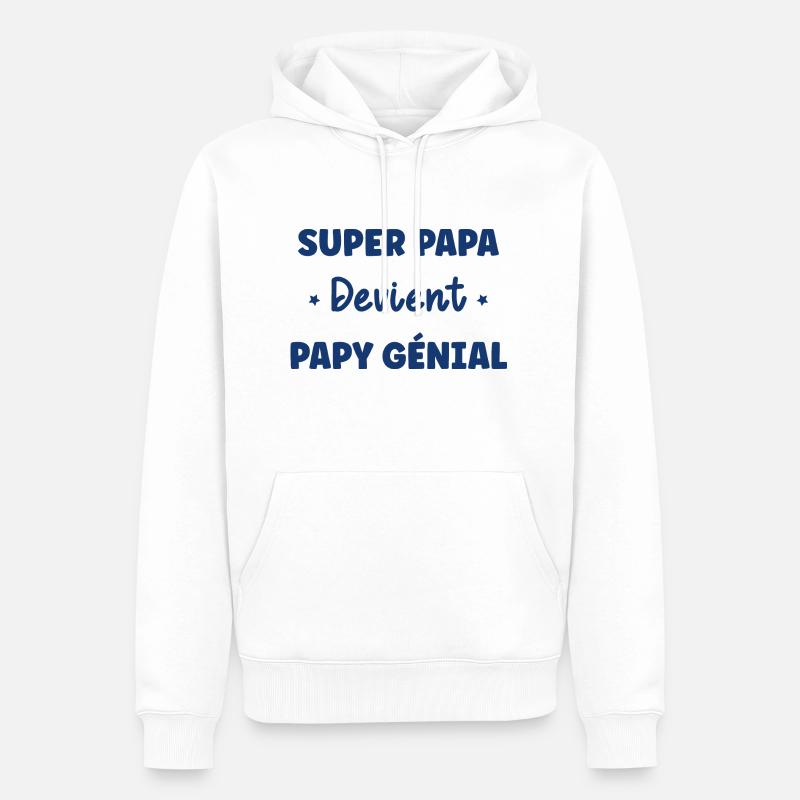 Super papa devient papy génial - Sweat à capuche Premium bio Homme - blanc