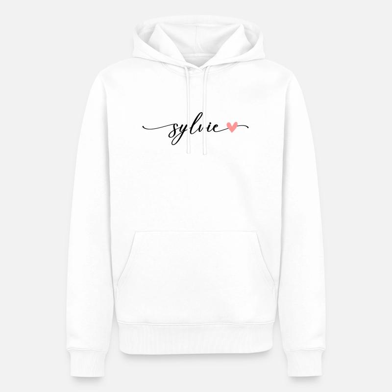 Police de calligraphie Sylvie Name - Sweat à capuche Premium bio Homme - blanc