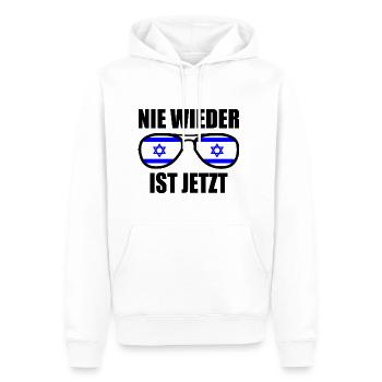 Nie wieder ist jetzt - Männer Premium Bio Hoodie - Weiß - Vorne - Nico (187cm)