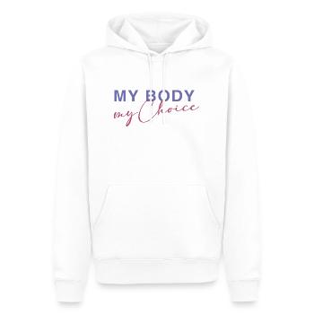 Mon corps - Mon choix - Sweat à capuche Premium bio Homme - blanc - Devant - Nico (187cm)