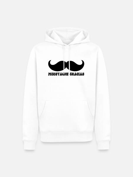 Gracias Schnurrbart - Männer Premium Bio Hoodie - Weiß