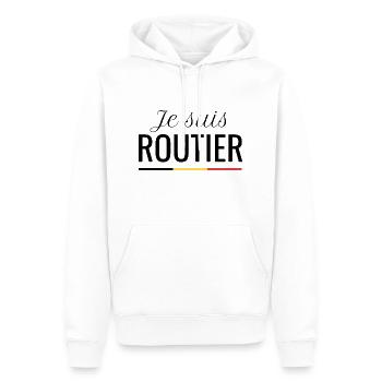 Je suis routier (Belgique) - Sweat à capuche Premium bio Homme - blanc - Devant - Nico (187cm)