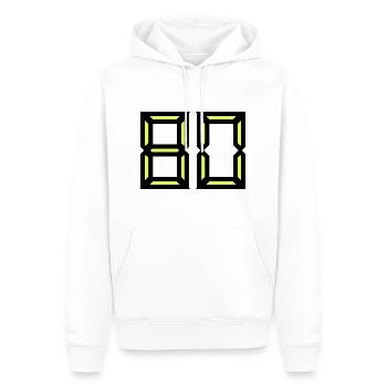 80. 80 JAHRE. 80-JÄHRIGES JUBILÄUM. GEBURTSTAG 80 JAHRE. - Männer Premium Bio Hoodie - Weiß - Vorne - Nico (187cm)