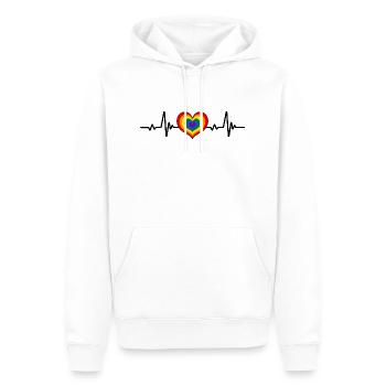 Drapeau du coeur LGBTQ Arc-en-ciel ECG - Sweat à capuche Premium bio Homme - blanc - Devant - Nico (187cm)