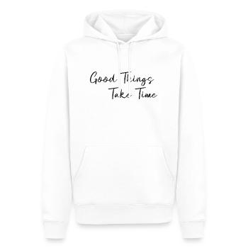 Gute Dinge brauchen Zeit - Männer Premium Bio Hoodie - Weiß - Vorne - Nico (187cm)