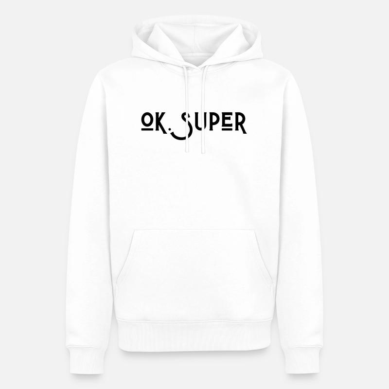 Ok Super - Sweat à capuche Premium bio Homme - blanc