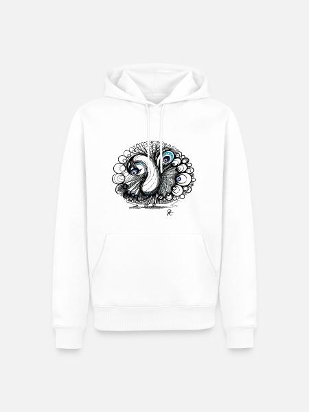 Pfau peacock psychedelisch - Männer Premium Bio Hoodie - Weiß