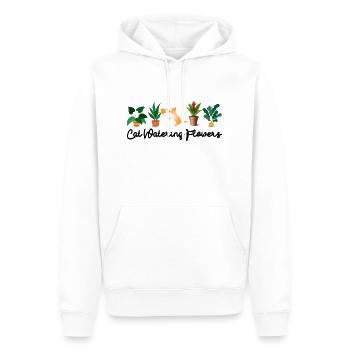 Cat Watering Flowers - Men’s Premium Organic Hoodie - white - Front - Nico (187cm)