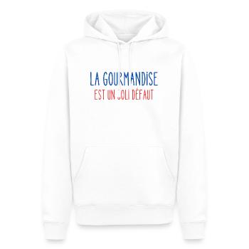 La gourmandise est un joli défaut - Sweat à capuche Premium bio Homme - blanc - Devant - Nico (187cm)