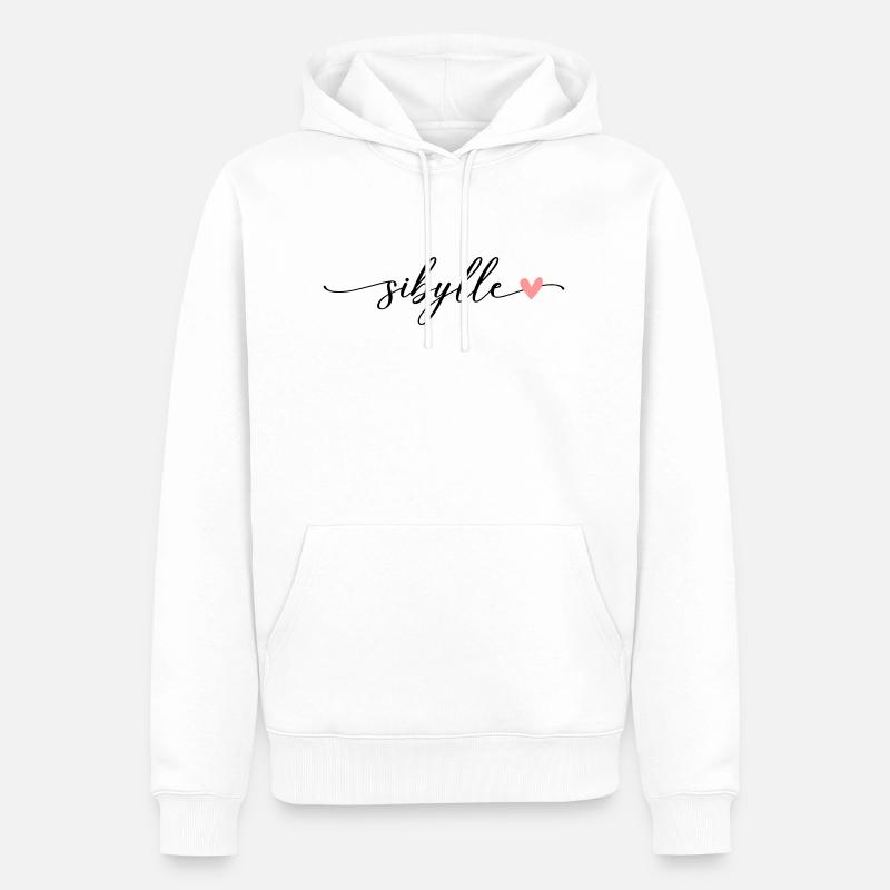 Sibylle nom calligraphie police - Sweat à capuche Premium bio Homme - blanc