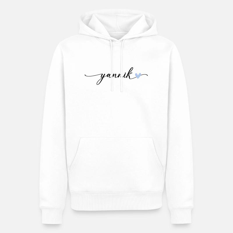 Yannik Nom Calligraphie Police - Sweat à capuche Premium bio Homme - blanc