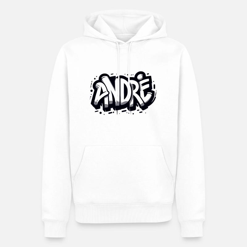 André Name First name Graffiti - Men’s Premium Organic Hoodie - white