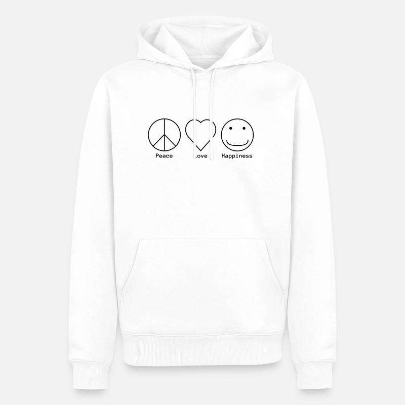 Paix, Amour et Bonheur - Sweat à capuche Premium bio Homme - blanc