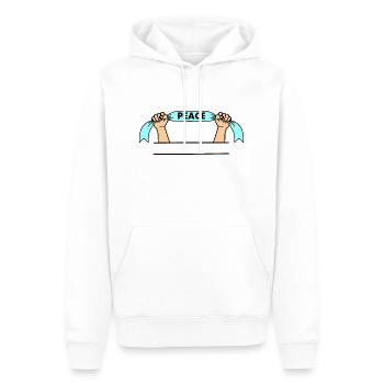 Hands with blue pennant peace - Men’s Premium Organic Hoodie - white - Front - Nico (187cm)