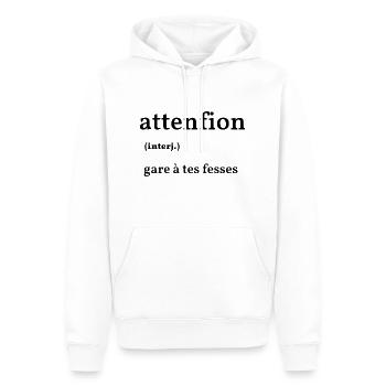 attenfion - Sweat à capuche Premium bio Homme - blanc - Devant - Nico (187cm)