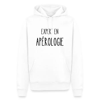 expert en apérologie - Sweat à capuche Premium bio Homme - blanc - Devant - Nico (187cm)