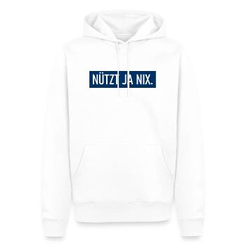 Nützt ja nix - Ostfriesische Antwort auf Alles - Männer Premium Bio Hoodie - Weiß - Vorne - Nico (187cm)