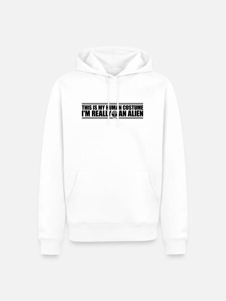 human costume alien Zitat - Männer Premium Bio Hoodie - Weiß