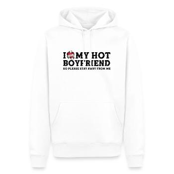 J’aime mon petit ami chaud - alors spls restez loin de moi - Sweat à capuche Premium bio Homme - blanc - Devant - Nico (187cm)