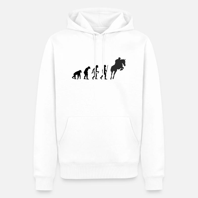 Evolution Springreiter - Männer Premium Bio Hoodie - Weiß