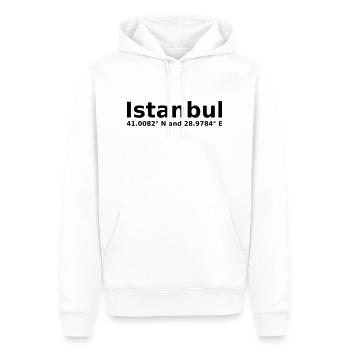 Istanbul - mit Geo Koordinaten Waagrecht - Männer Premium Bio Hoodie - Weiß - Vorne - Nico (187cm)