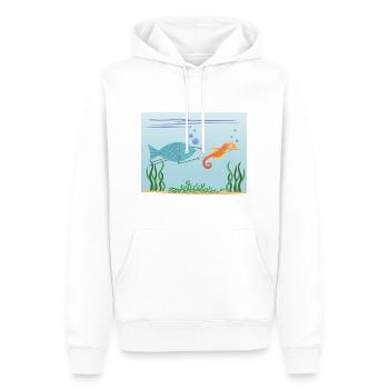 Poisson et ami - Sweat à capuche Premium bio Homme - blanc - Devant - Nico (187cm)