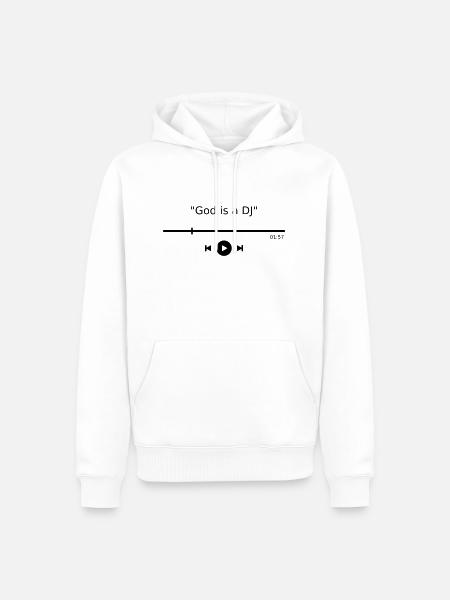 Music Player "God is a DJ" mp3 Play Button Saying - Men’s Premium Organic Hoodie - white