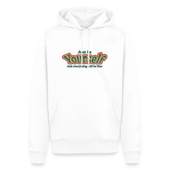 just be yourself - Männer Premium Bio Hoodie - Weiß - Vorne - Nico (187cm)