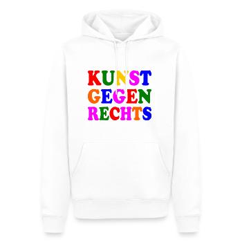 Kunst gegen rechts - Männer Premium Bio Hoodie - Weiß - Vorne - Nico (187cm)