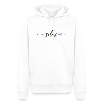 Silas Name Calligraphie Police - Sweat à capuche Premium bio Homme - blanc - Devant - Nico (187cm)