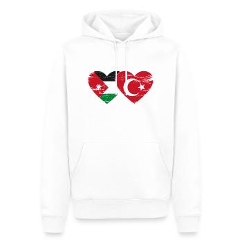 Jordanien Türkei Flagge Herz used - Männer Premium Bio Hoodie - Weiß - Vorne - Nico (187cm)