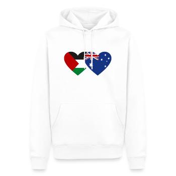 Drapeau de la Palestine Australie Coeur - Sweat à capuche Premium bio Homme - blanc - Devant - Nico (187cm)
