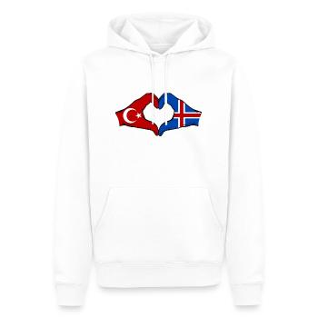 Turquie Islande Drapeau Mains Coeur Forme - Sweat à capuche Premium bio Homme - blanc - Devant - Nico (187cm)