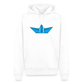 Papierschiff Türkis - Männer Premium Bio Hoodie - Weiß - Vorne - Nico (187cm)