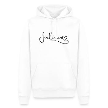 Julian Last Name First Name Heart Decor - Men’s Premium Organic Hoodie - white - Front - Nico (187cm)