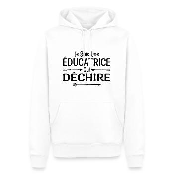 Je Suis Une Éducatrice Qui Déchire - Sweat à capuche Premium bio Homme - blanc - Devant - Nico (187cm)