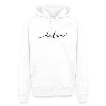 Delia Schreibschrift Name - Männer Premium Bio Hoodie - Weiß - Vorne - Nico (187cm)